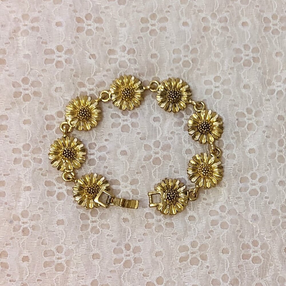 New Multi Sun Flower Links Gold Tone Bracelet Women's Jewelry Gifts